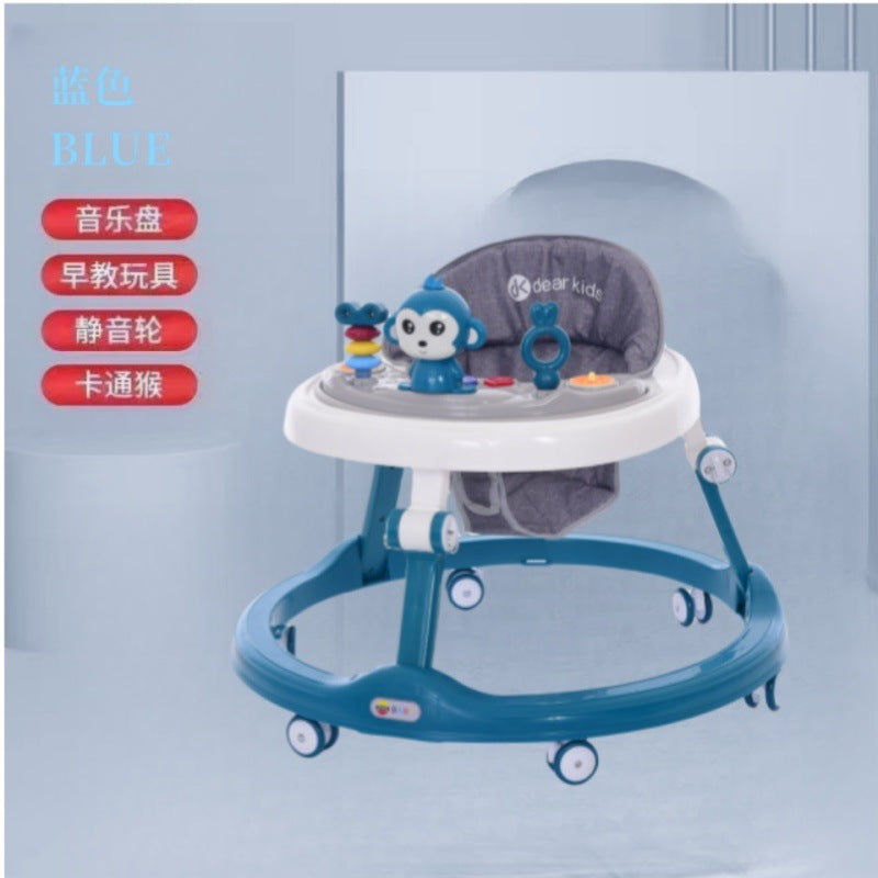 Monkey baby toy baby walker wear-resistant silent wheel baby walker multi-function anti-rollover hand push learning line