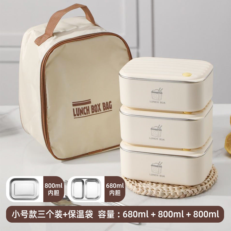 304 stainless steel compartment lunch box microwave heating lunch box office workers and students bringing meals multi-layer lunch box
