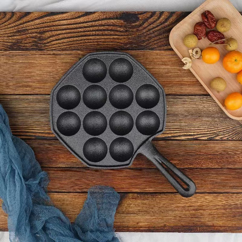 Cast iron octopus balls pot roasting pan frying pan uncoated non-stick pan shrimp egg fish ball mold breakfast mini