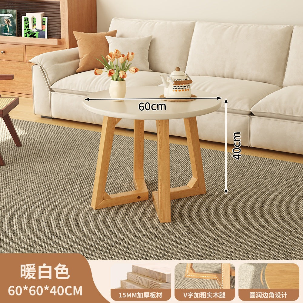 Japanese style solid wood living room coffee table small apartment insfor home log style round side table casual dining tea table