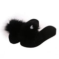 Spring/summer new women's european and american fashion faux fox fur slippers korean style outdoor one-strap slides home furry fur slippers