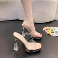 11cm super high heels catwalk model car show catwalk shoes transparent crystal sandals fish mouth waterproof platform thick heel sandals