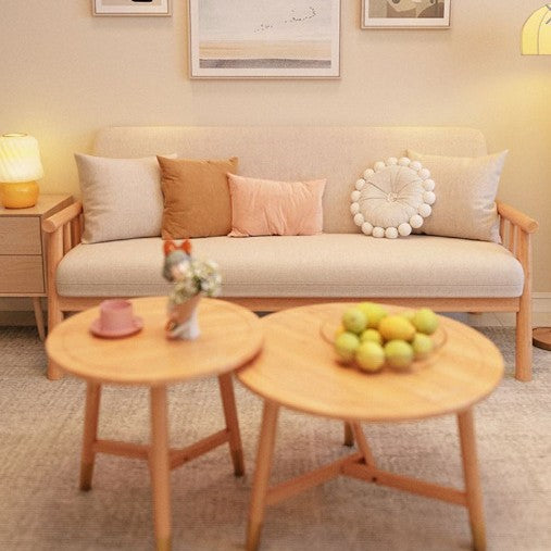 Scandinavian solid wood sofa small apartment double three-person living room clothing store japanese style simple easy modern fabric sofa