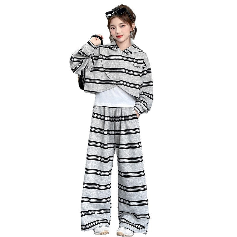 Girls' sweatshirt - spring/autumn  new collection - stylish and trendy autumn outfit for kids - big kids' spring three-piece set - pullover long sleeve top
