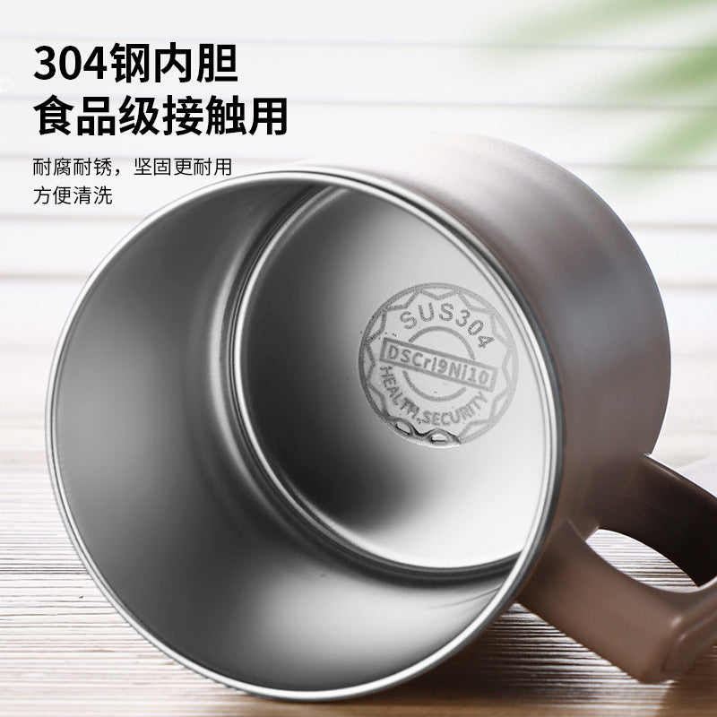 304 stainless steel coffee mug with lid - stylish women's mug, office cup, large capacity straw water bottle