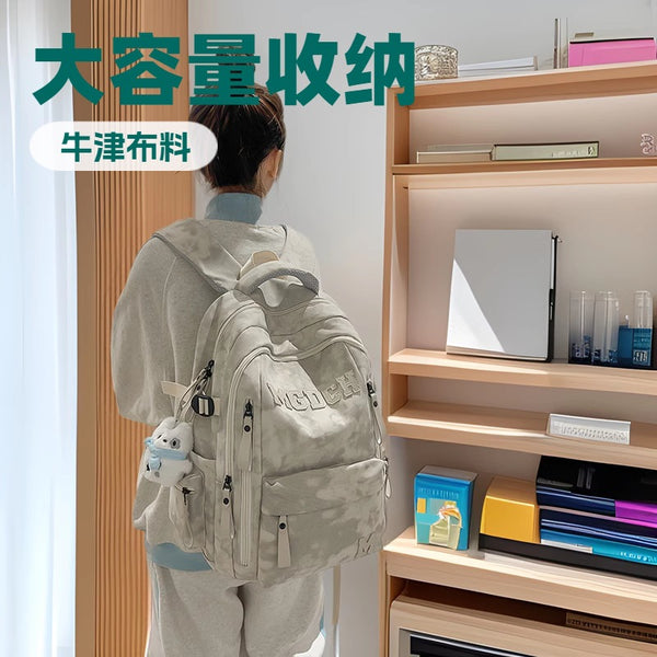 Urban Versatile High School Students College Students Men and Women Same School Bag Solid Color Casual Simple Large Capacity Commuter Backpack