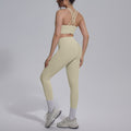 Sexy criss-cross back shockproof sports bra yoga set - high waist, butt-lifting, quick-dry, compression running & fitness outfit