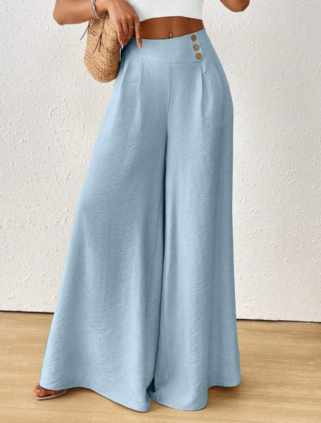 independent station new arrival cross-border fashionelegance mid-waist wide-leg pants pants