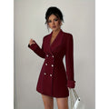 Women's autumn french chic double-breasted mini dress - perfect for parties & gatherings