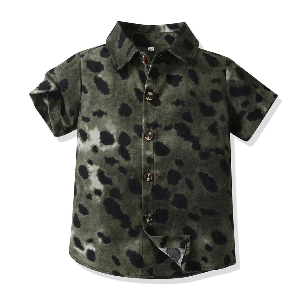 Boys' summer outfit set: new lightweight beach style short-sleeve shirt and floral shirt for boys