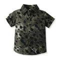 Boys' summer outfit set: new lightweight beach style short-sleeve shirt and floral shirt for boys