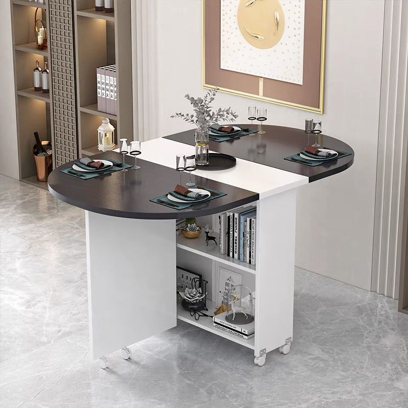 For homefoldable dining table small apartment movable wheeled rectangular ultra-thin multifunctional dining room dormitory dining table