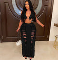 Source factory  summer new european and american style women's sexy tassel knit beach dress set -  hot seller