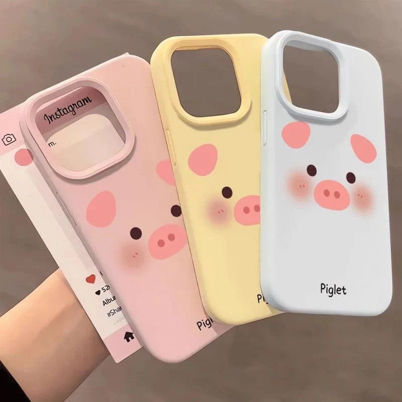 Blush pink piggy print case for apple 17 pro, korean style iphone 16/15 phone cover