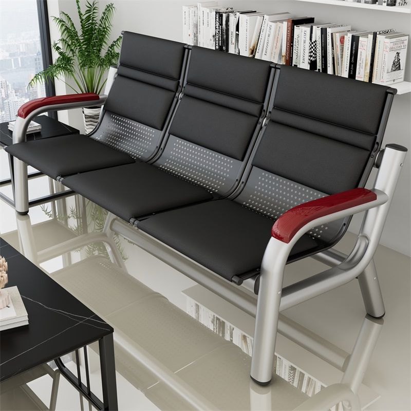 Office sofa coffee table combination lounge row chair simple three-slot iron frame bench aisle waiting sofa chair