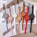 Vintage casual women's thin leather strap watch - elegant, classic, digital-inspired, niche style, student quartz wristwatch
