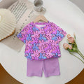 wholesale girls' short-sleeve and shorts sets, fashionable spring, summer, and autumn outfits for girls