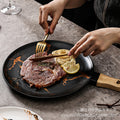 Ceramic marble plate with handle, restaurant special plate, pizza plate, popular steak plate, classy dinner plate