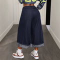 60 in stock-16506  cross-border foreign trade straight-legloosecasual women's curled nine-point pants denim pants