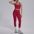 new arrival nude tight yoga wear sports beautiful back high waist hip lifting pants suit quick-drying running fitness wear