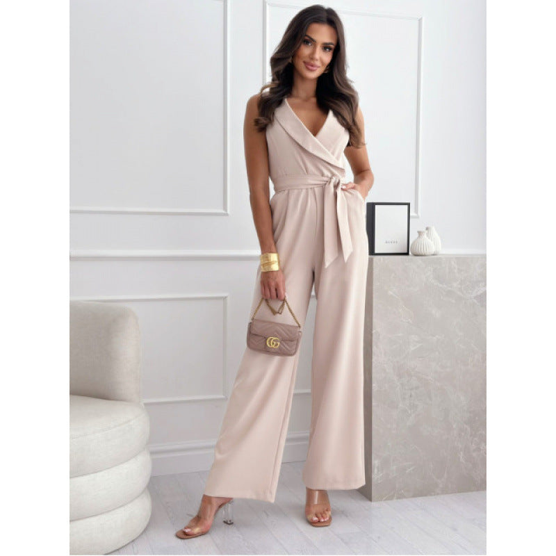fashion cross-border women's clothing  new arrivalhigh waistwork clothing waist strap jumpsuitpants