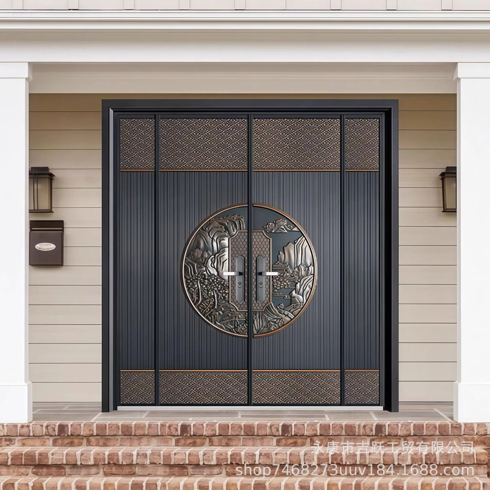 Zinc alloy villa door double door courtyard door entrance double door rural self-built house security door for home entrance door