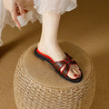 2025 yitao new women's summer anti-slip low heel flat shoes - round toe color block design