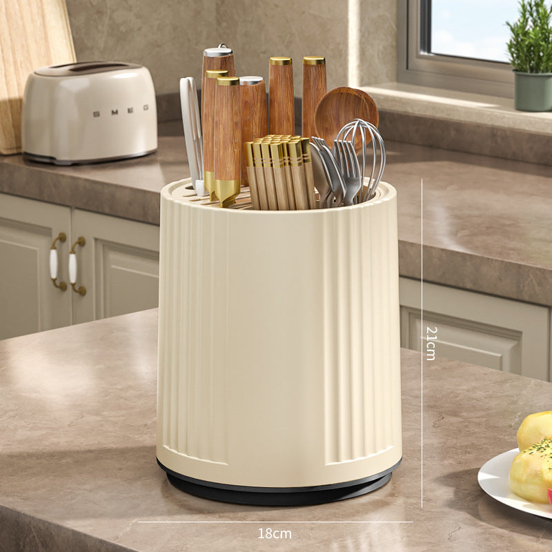 Kitchen rotating knife holder - multifunctional countertop organizer for kitchen knives, chopsticks, and utensils