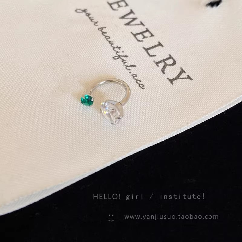Luxury blue titanium steel stud earrings for women - 2026 new arrival, trendy horseshoe ear cuff earrings, elegant ear jewelry