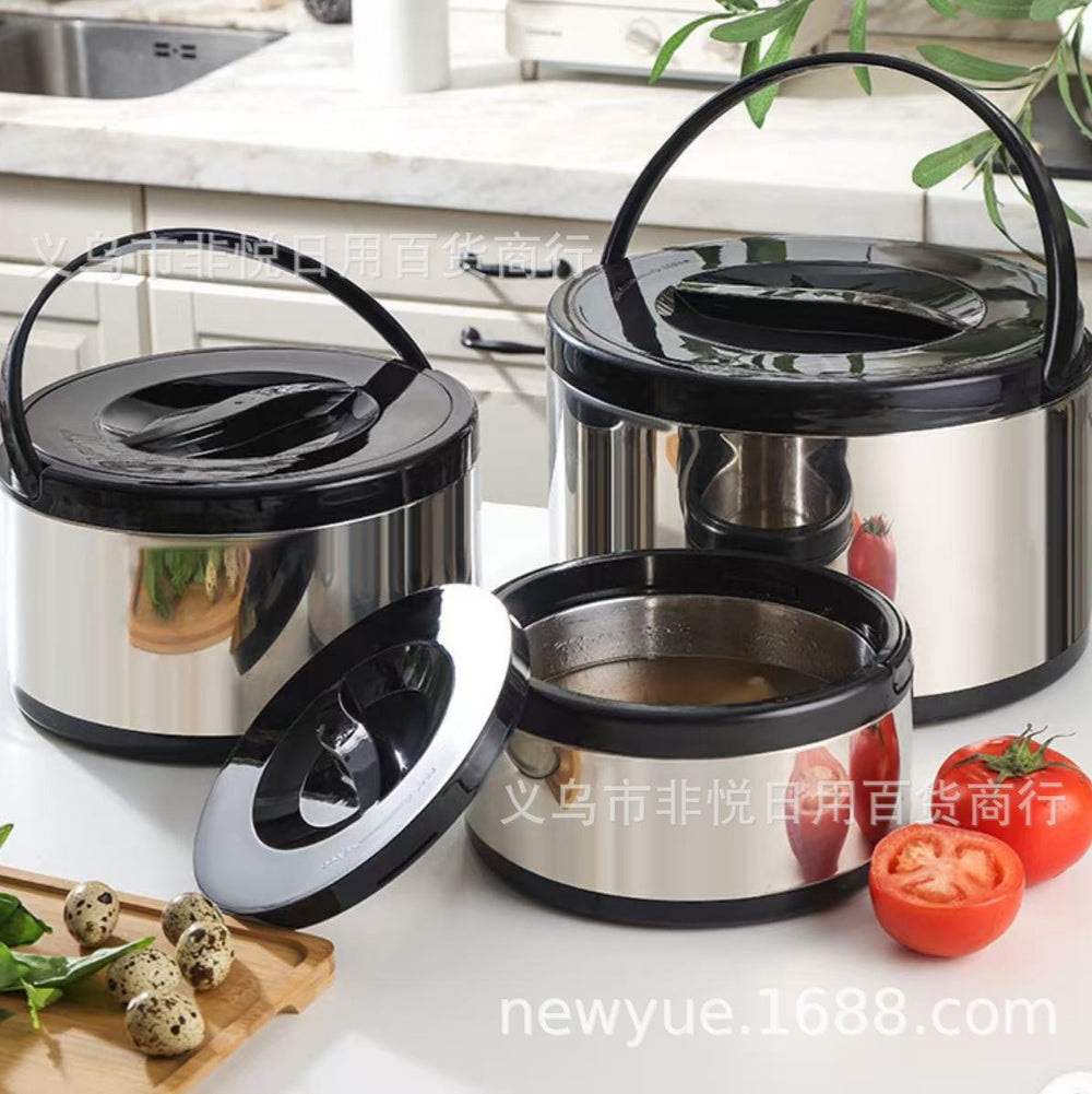 Factory direct sales export cross-border exclusive thermal insulation box fresh-keeping lunch box thermal insulation bucket high-end stainless steel fresh-keeping rice bucket set
