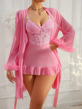 autumn and winter women's sexy intimates nightgown cross-border sexy lace see-through temptation nightgown lace suspender suit