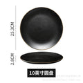 Steak plate western dinner plate creative black matte gold rim steak plate commercial ceramic tableware western dinner plate