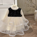 Girls' dress:  autumn new style, chic baby girl hepburn-inspired fashionable sundress, birthday gift two-piece set