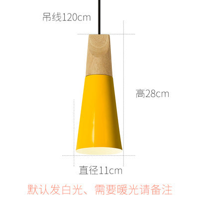 2021 new Nordic Macaron wrought iron small chandelier wood art restaurant lighting home improvement mini lampshade white lighting