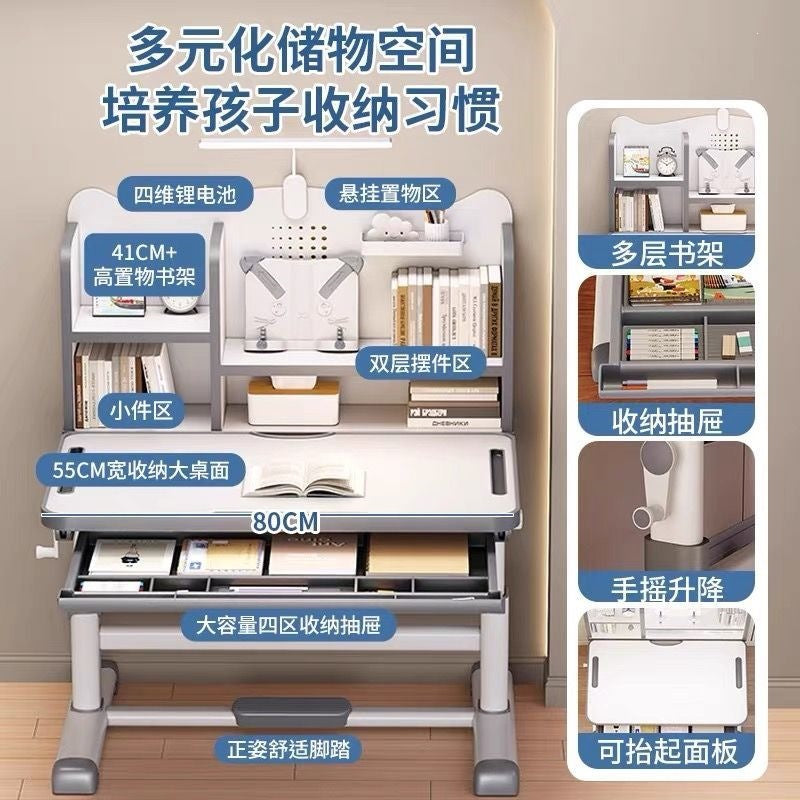 Adjustable height desk and chair set for kids - perfect for elementary school students, home study, and writing