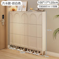 Cream-colored, 100cm long, 17cm thick, 118cm high (six-compartment rolling bin)