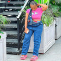 European and american cross-border women's fashion:  hot-selling, trendy, instagram-style streetwear letter embroidered denim overalls