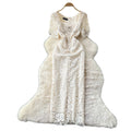 High-end women's summer dress : french chic, diamond-embellished square neck, cinched waist, short sleeve, lace bodycon maxi dress