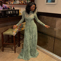 European and american style ins cross-border women's clothing retro waist printing light a-line skirt slightly see-through stand-up collar long sleeves comfortable dress