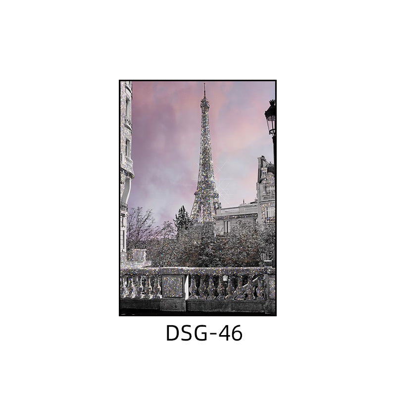 Modern light luxury decorative painting flash diamond figure art clothing store fashion hanging painting bedroom living room paris architecture mural