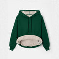 fashion  fleece-linedsweatshirt hooded thickenedpure colorcasualheattechoutwearcouple's pullover wide