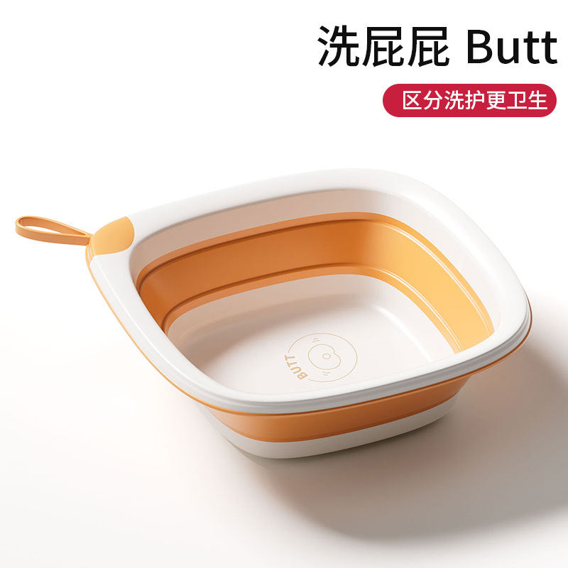 Baby face wash foldable basin can be hung newborn children's wash bottom foot basin baby special foldable small basin