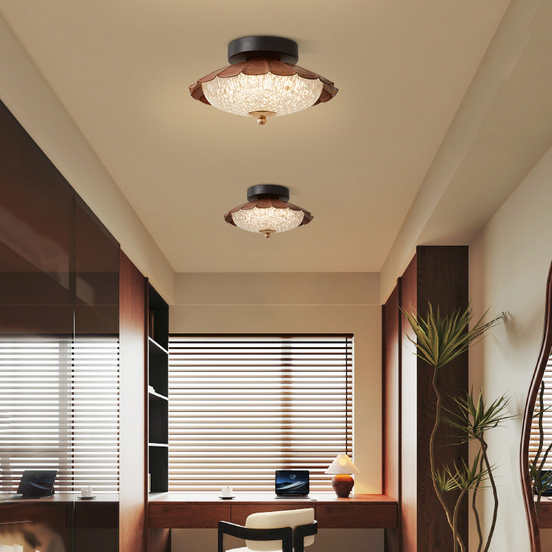 Vintage corridor aisle light Japanese-style cloakroom entrance entrance light medieval walnut pattern balcony ceiling light lamp