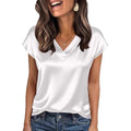 Women's satin t-shirt - spring/summer new arrivals -  us & european style - solid color business v-neck casual pullover top