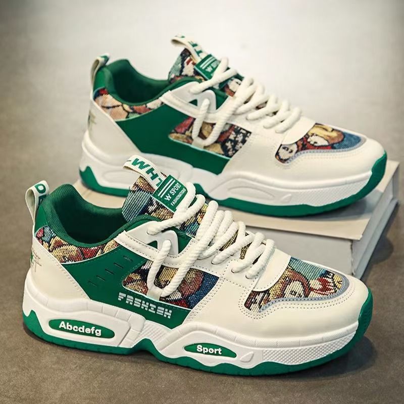 Men's winter 2025 sneakers: new thick-soled, youth-height-increasing, breathable, versatile casual canvas dad shoes - trendy style