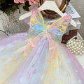 Girls' dress  summer butterfly sequin chic birthday party princess dress little girl rainbow dress