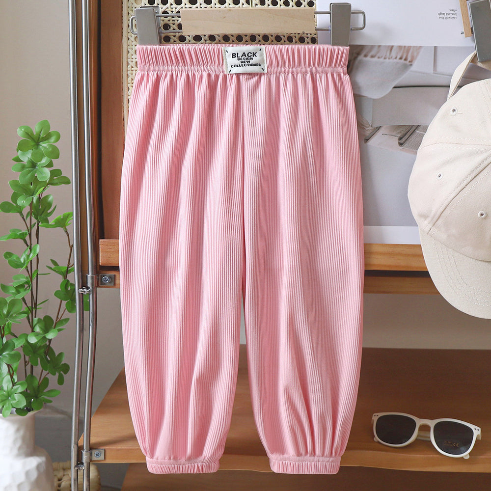 Summerkidsloose pants boys thin bloomers girls ice silk anti-pattern pants baby casual shake nine-point pants