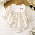 K-style baby summernew arrival bag butt baby pure cotton jumpsuit floral long sleeves romper female baby khaki