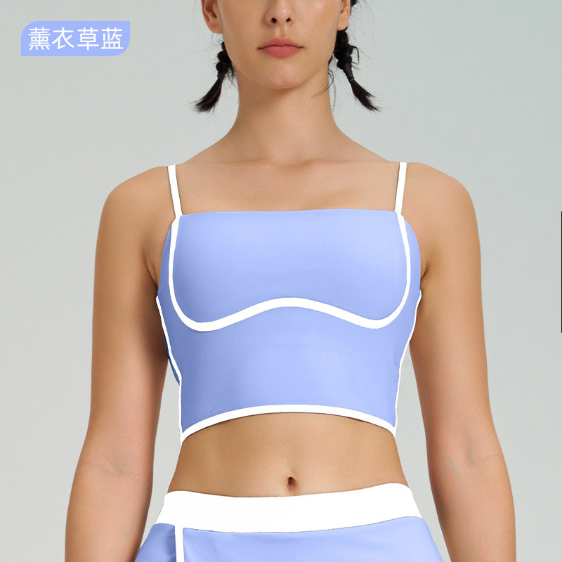 New color block quick-dry sports bra women's fitness shockproof fixed cup summer high-elastic yoga outfit top