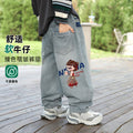 Nezha boys' jeans spring collection: mid-to-large size straight-leg, loose-fit trousers,  new style, scimitar pants, trendy